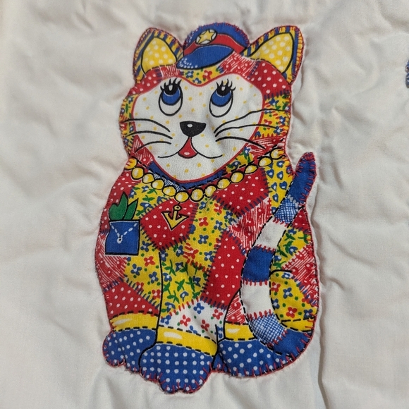 Vintage Patchwork Kitty Duck Animal Crib Blanket Cottagecore Baby Unisex - Picture 4 of 8